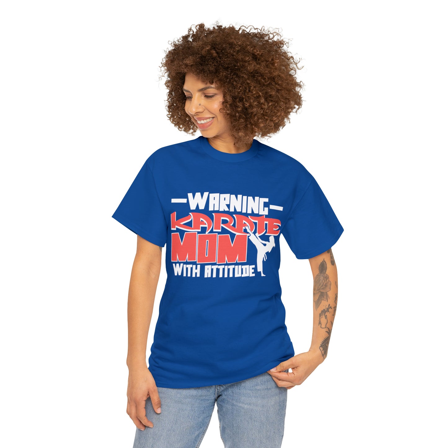 Warning Karate Mom With Attitude! Life Heavy Cotton Tee