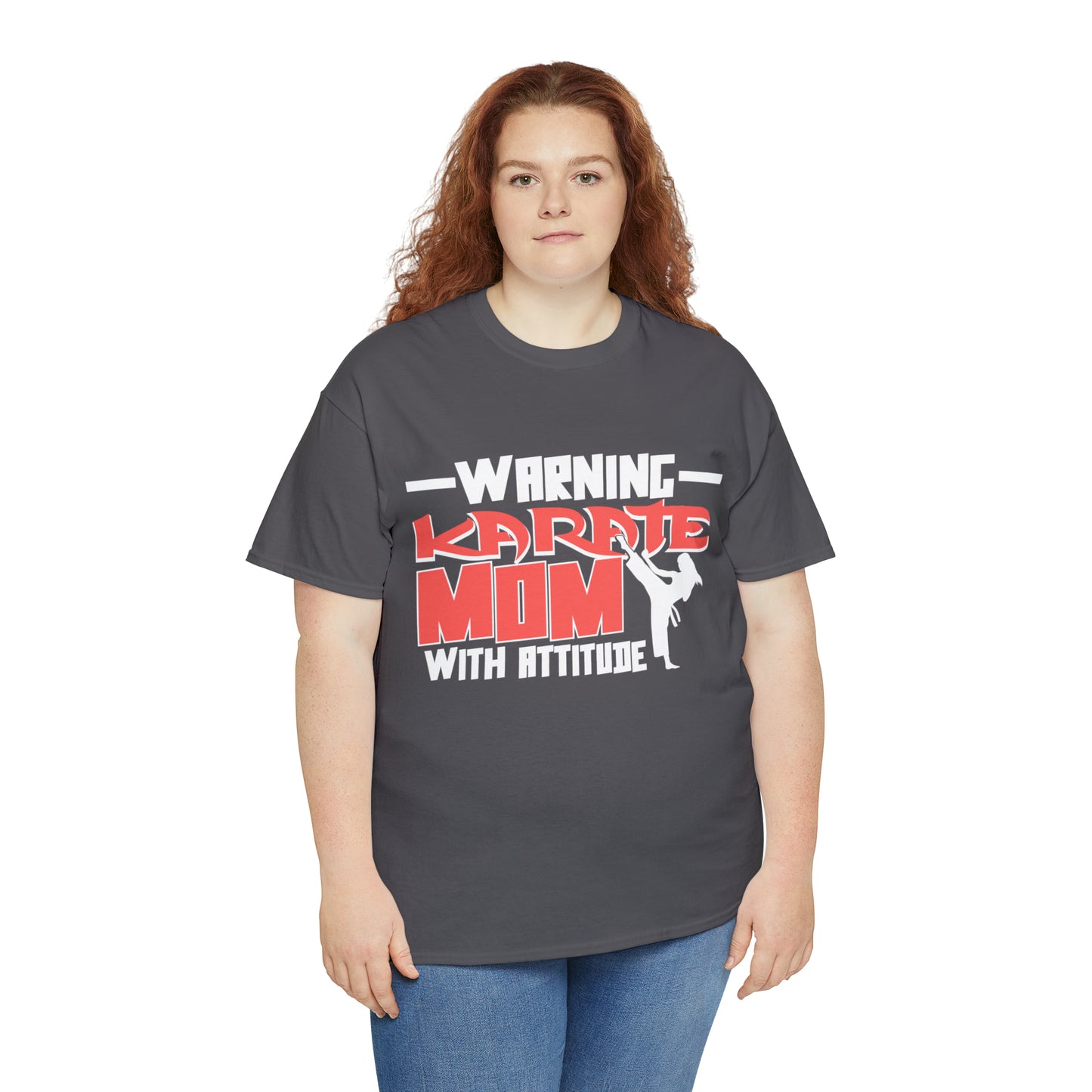Warning Karate Mom With Attitude! Life Heavy Cotton Tee