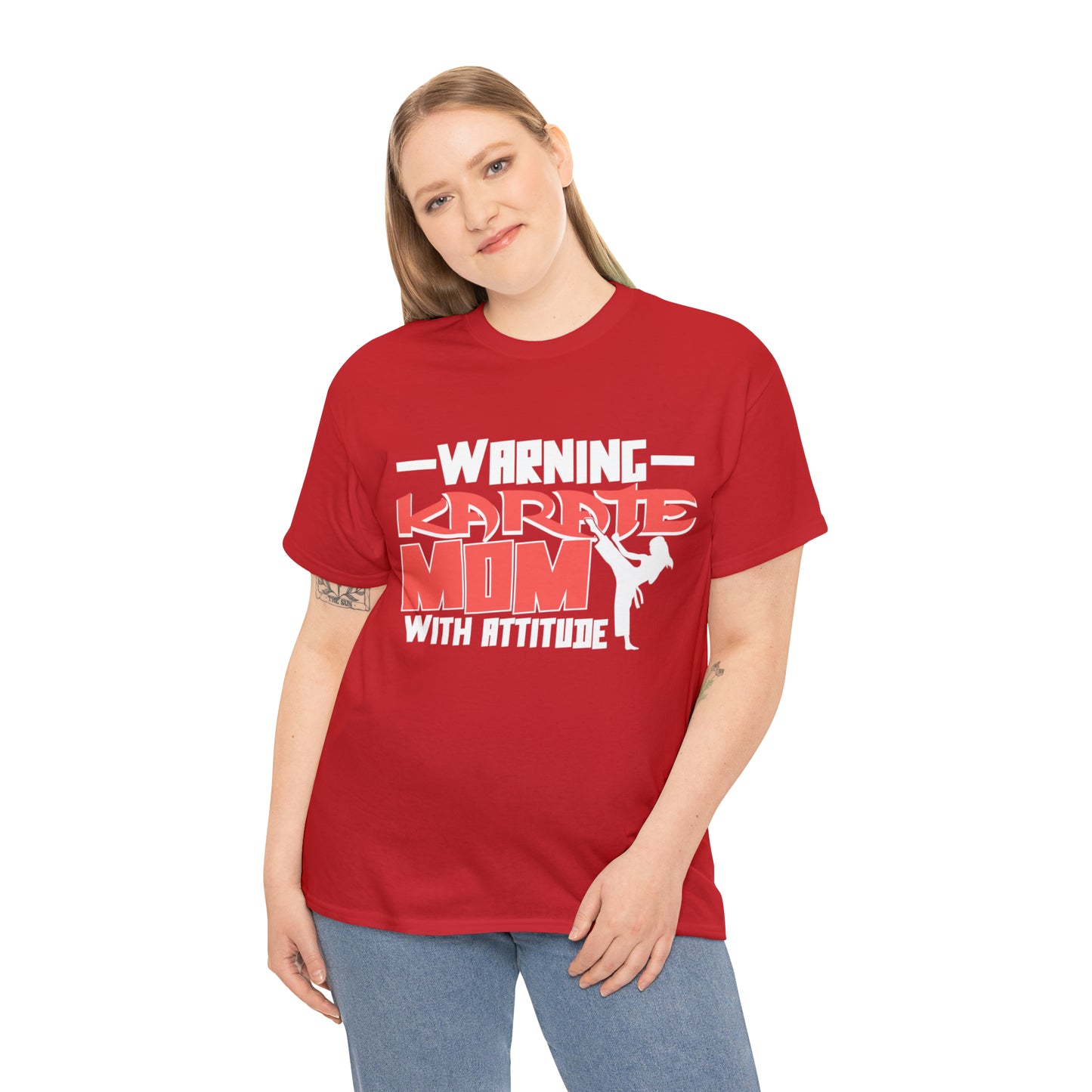 Warning Karate Mom With Attitude! Life Heavy Cotton Tee