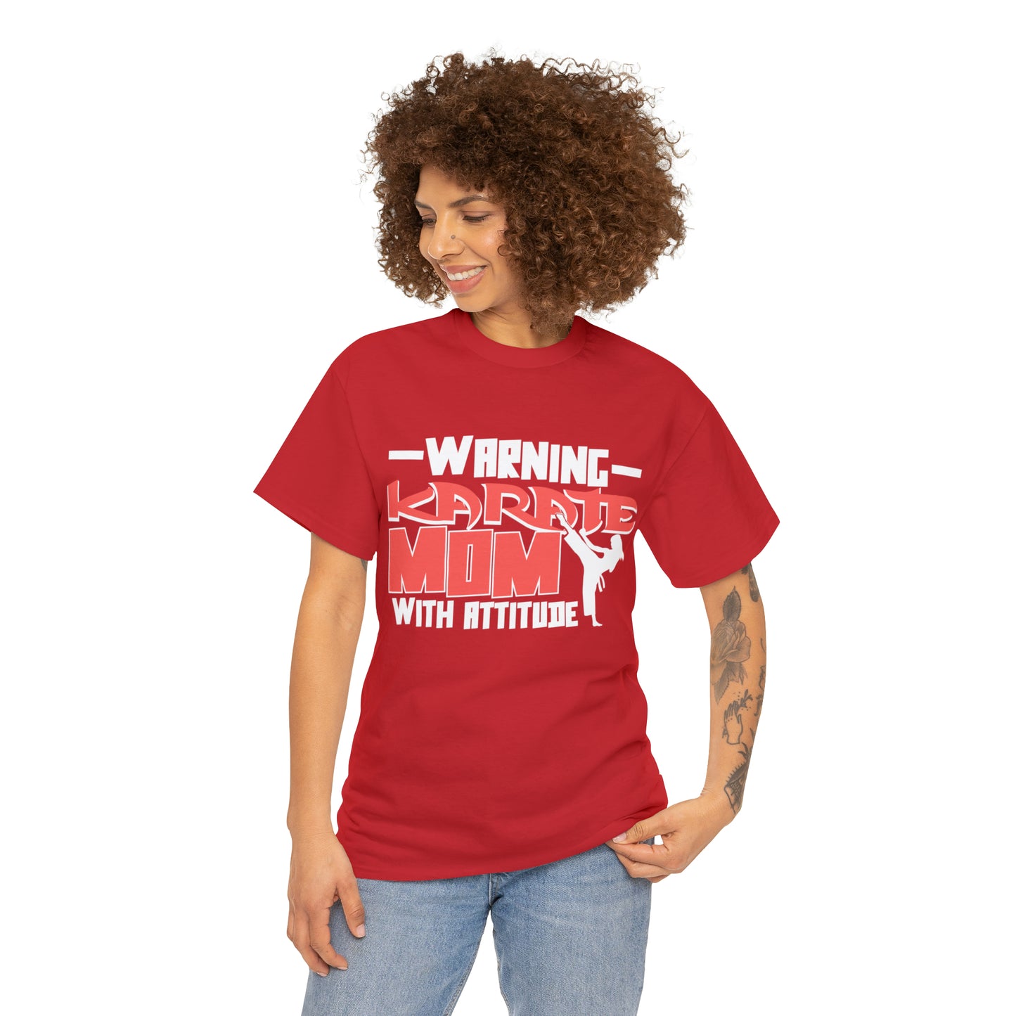 Warning Karate Mom With Attitude! Life Heavy Cotton Tee