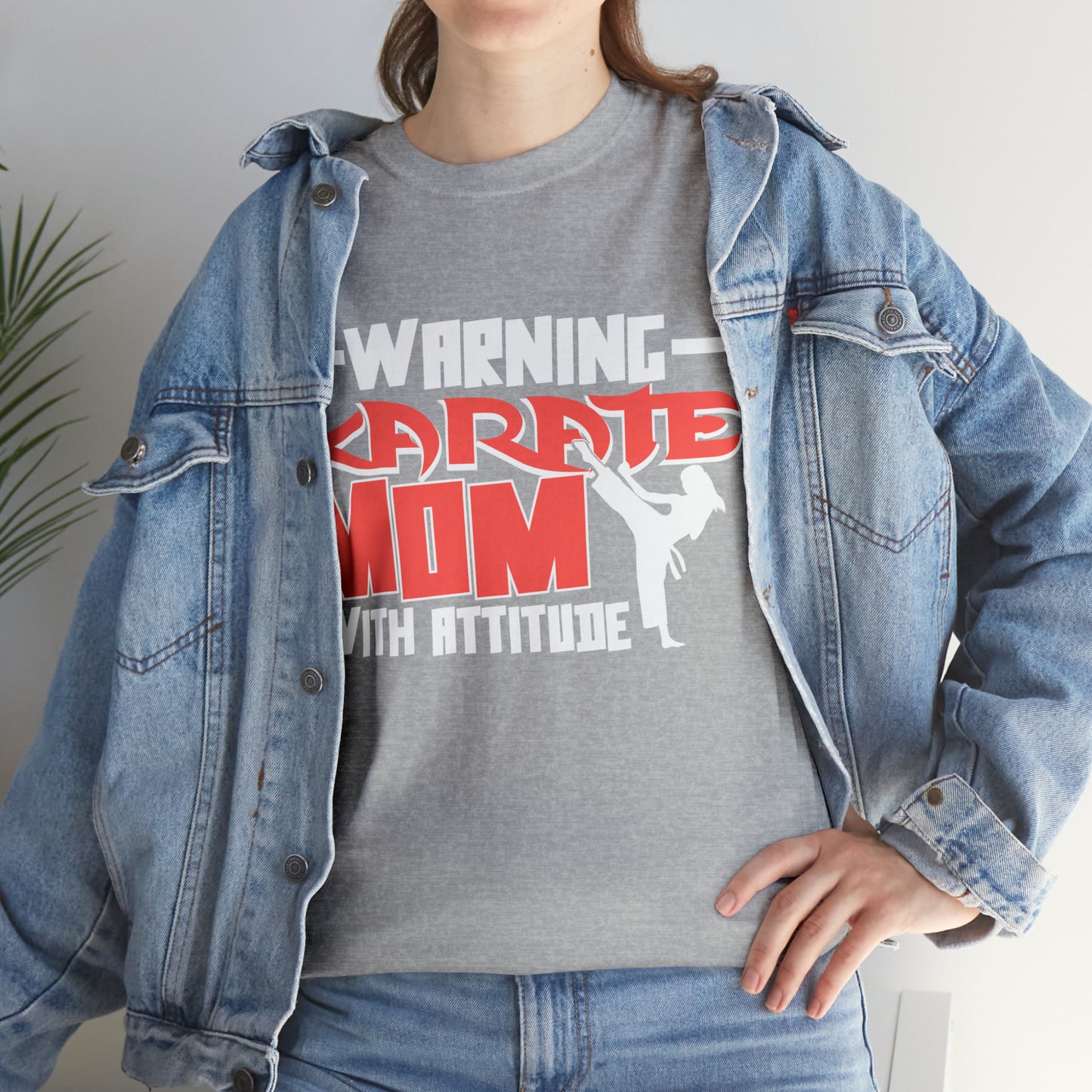 Warning Karate Mom With Attitude! Life Heavy Cotton Tee