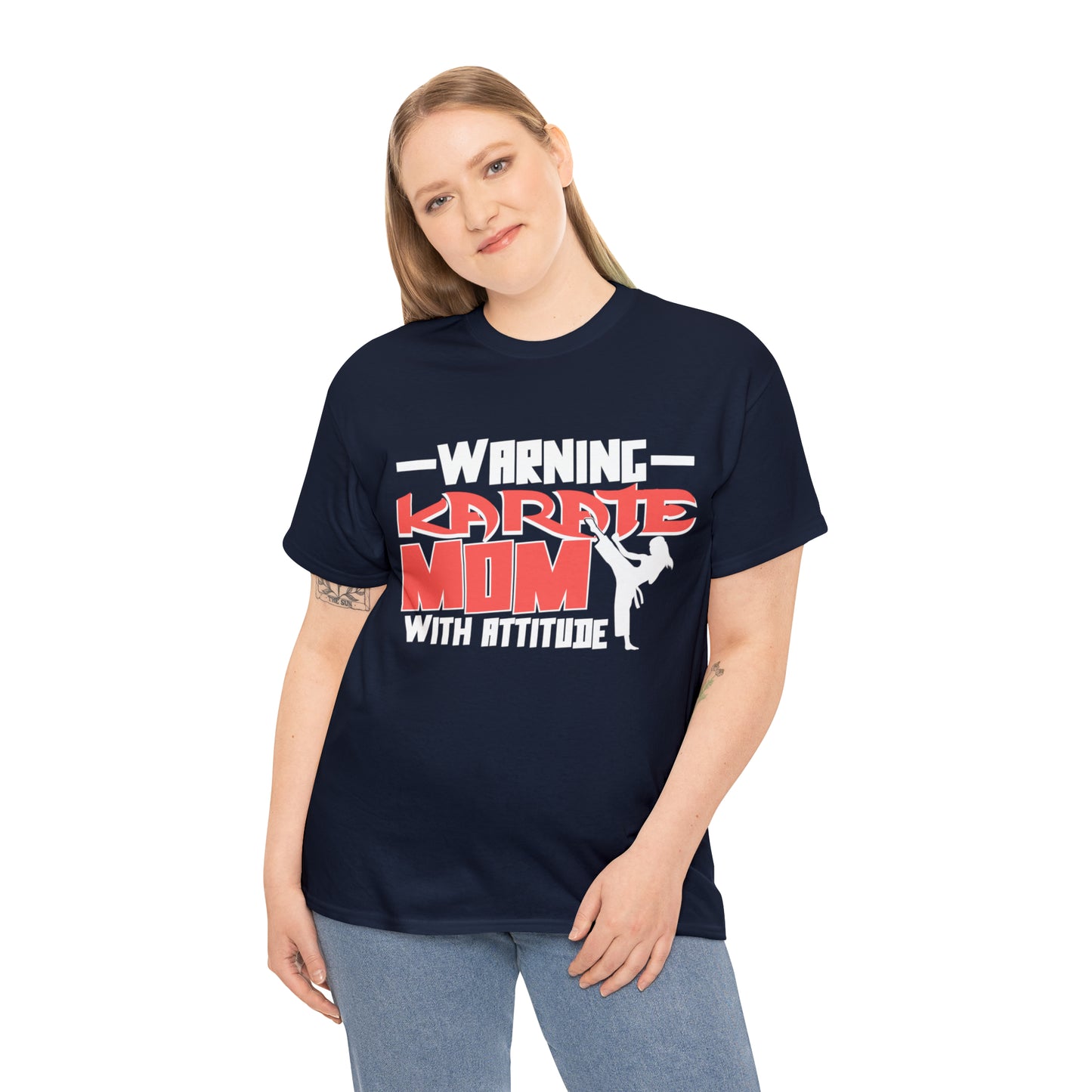 Warning Karate Mom With Attitude! Life Heavy Cotton Tee