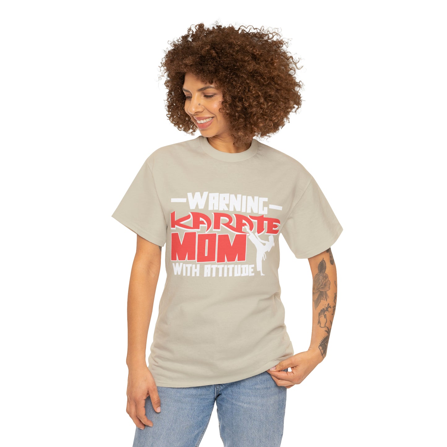 Warning Karate Mom With Attitude! Life Heavy Cotton Tee