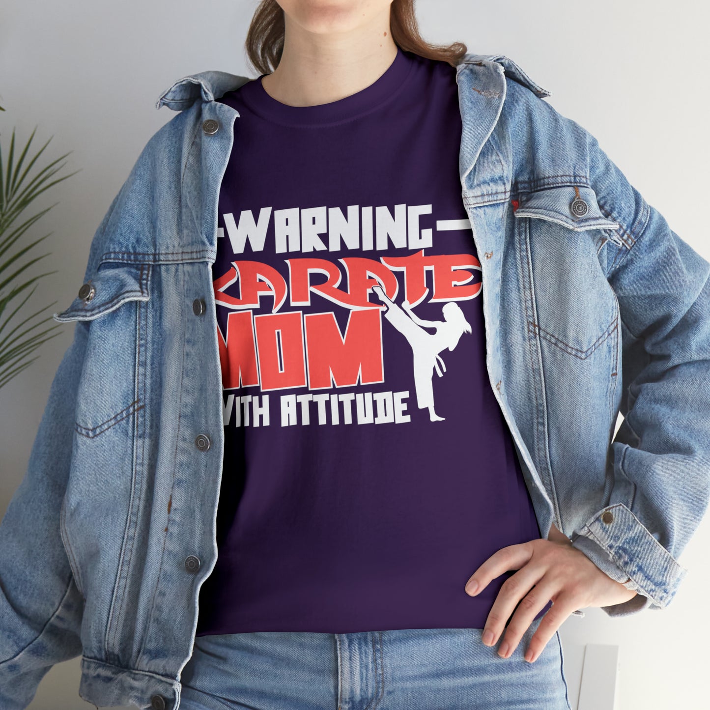 Warning Karate Mom With Attitude! Life Heavy Cotton Tee
