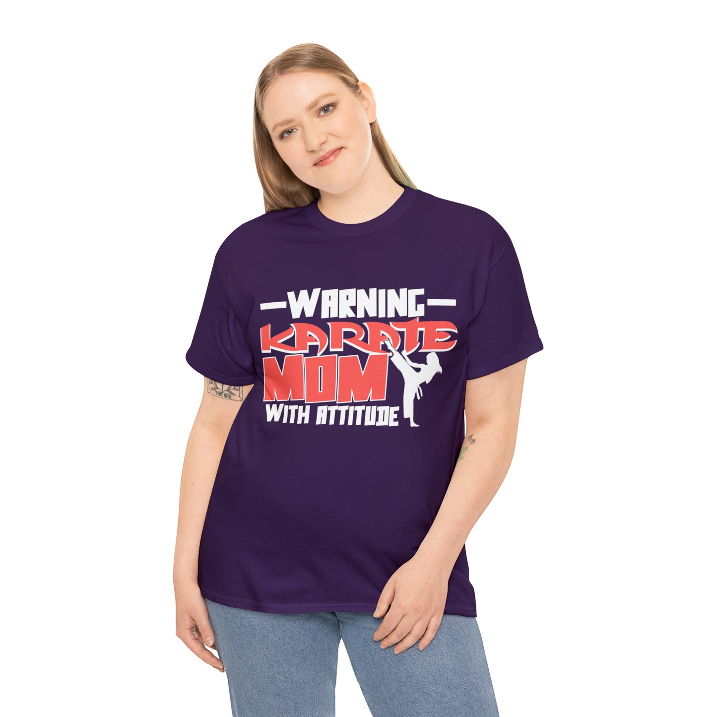 Warning Karate Mom With Attitude! Life Heavy Cotton Tee