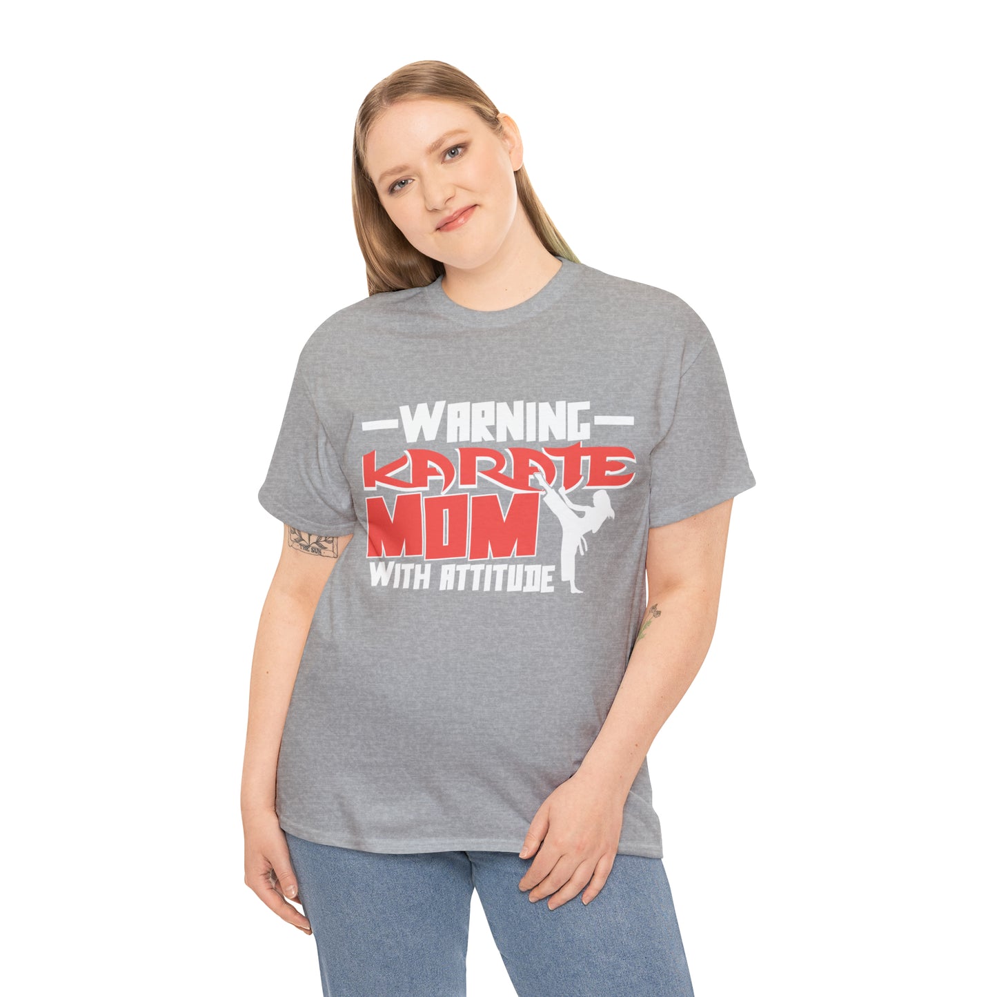 Warning Karate Mom With Attitude! Life Heavy Cotton Tee