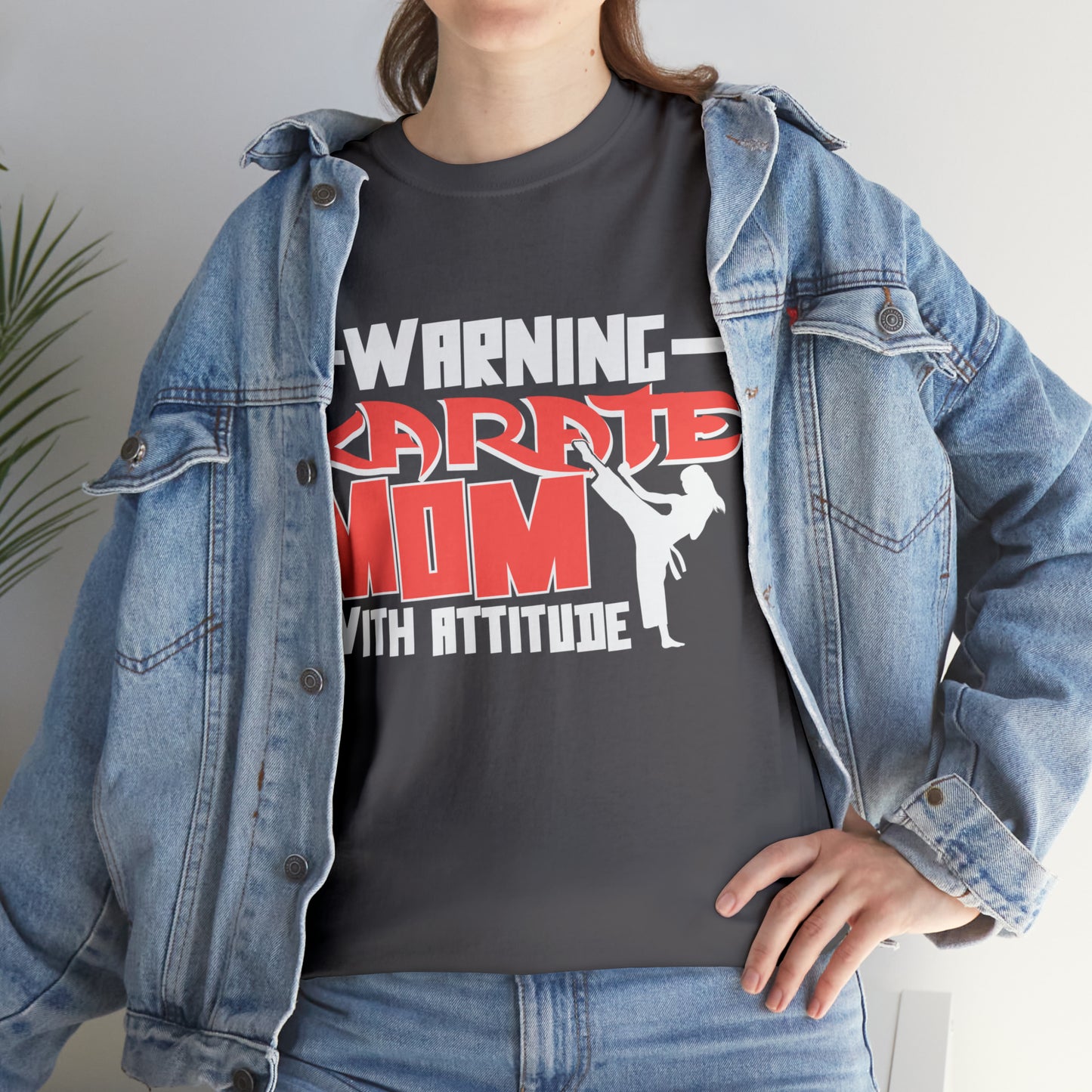 Warning Karate Mom With Attitude! Life Heavy Cotton Tee
