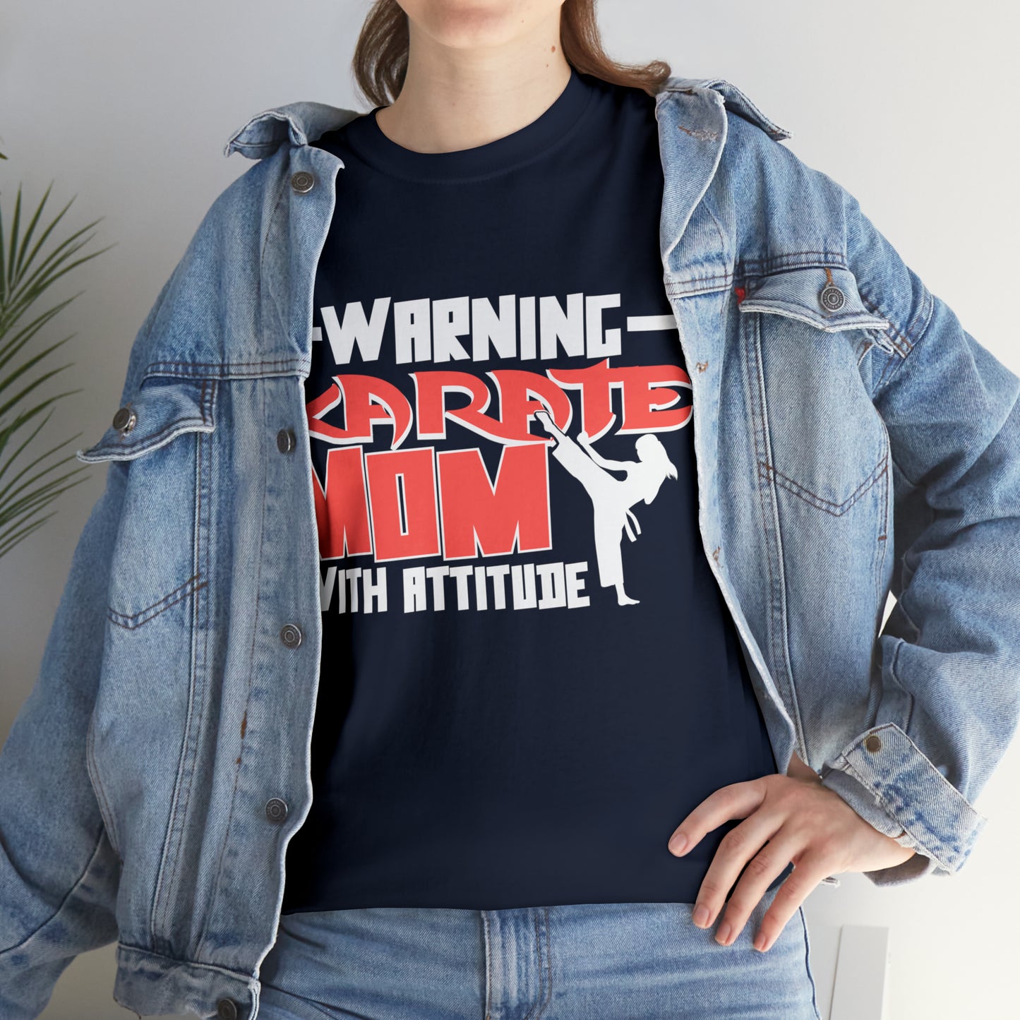 Warning Karate Mom With Attitude! Life Heavy Cotton Tee