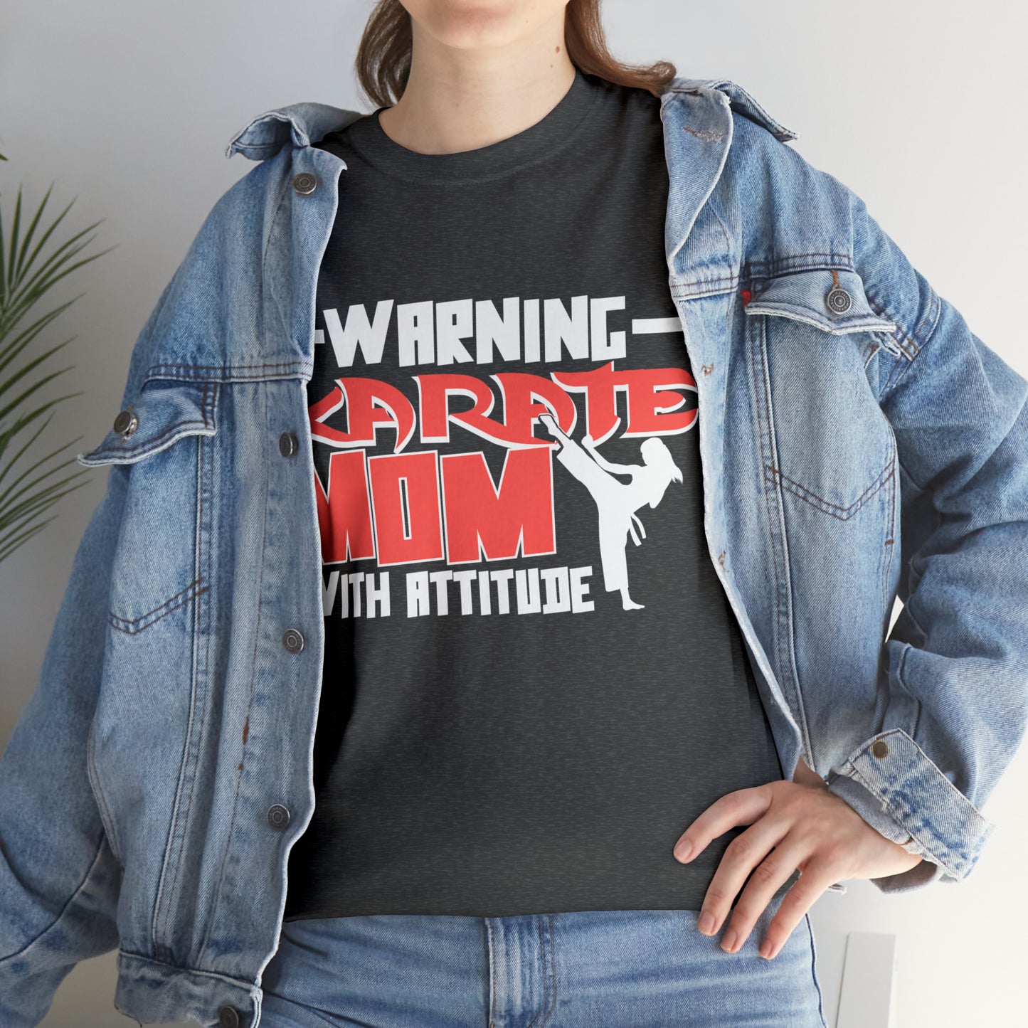 Warning Karate Mom With Attitude! Life Heavy Cotton Tee