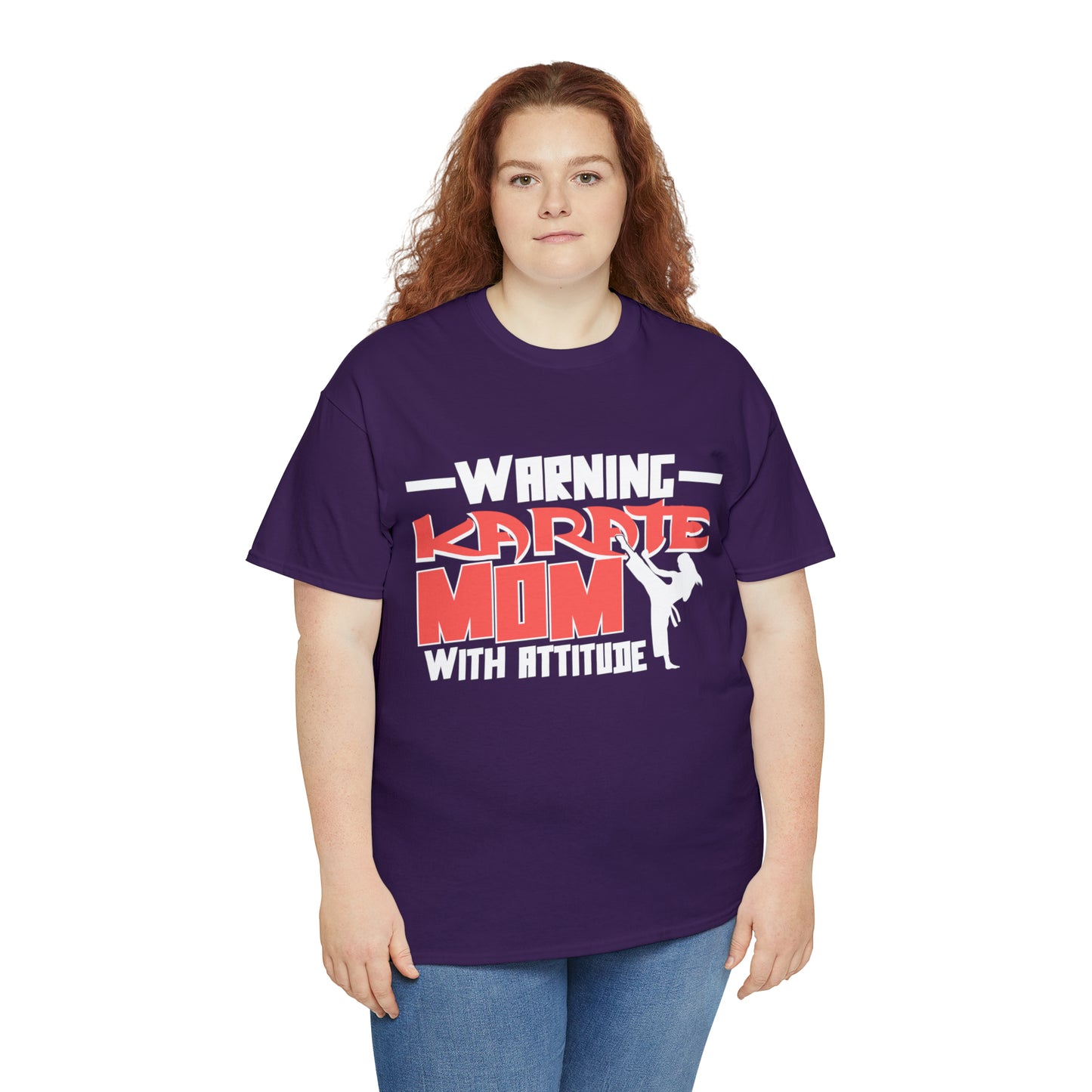 Warning Karate Mom With Attitude! Life Heavy Cotton Tee