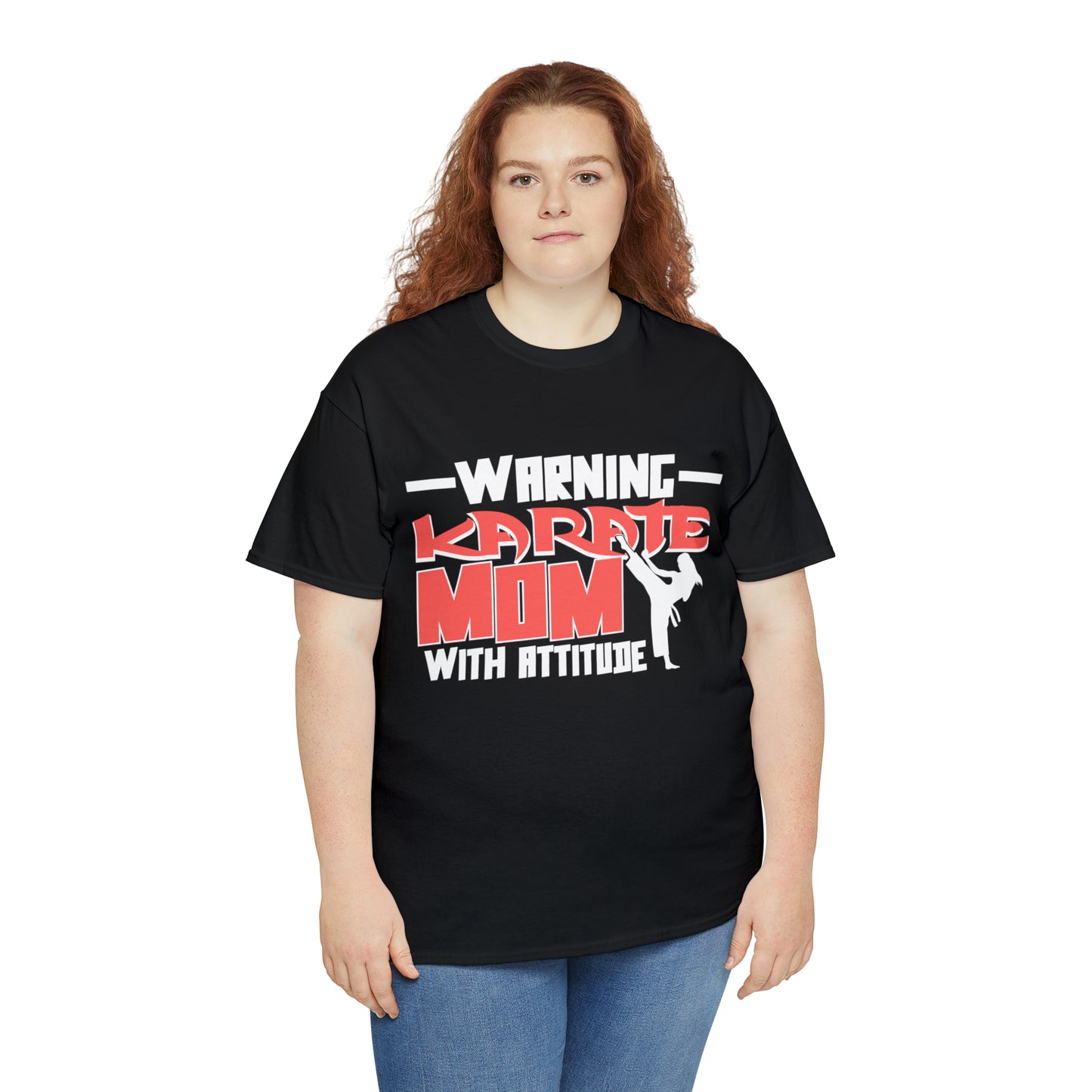 Warning Karate Mom With Attitude! Life Heavy Cotton Tee