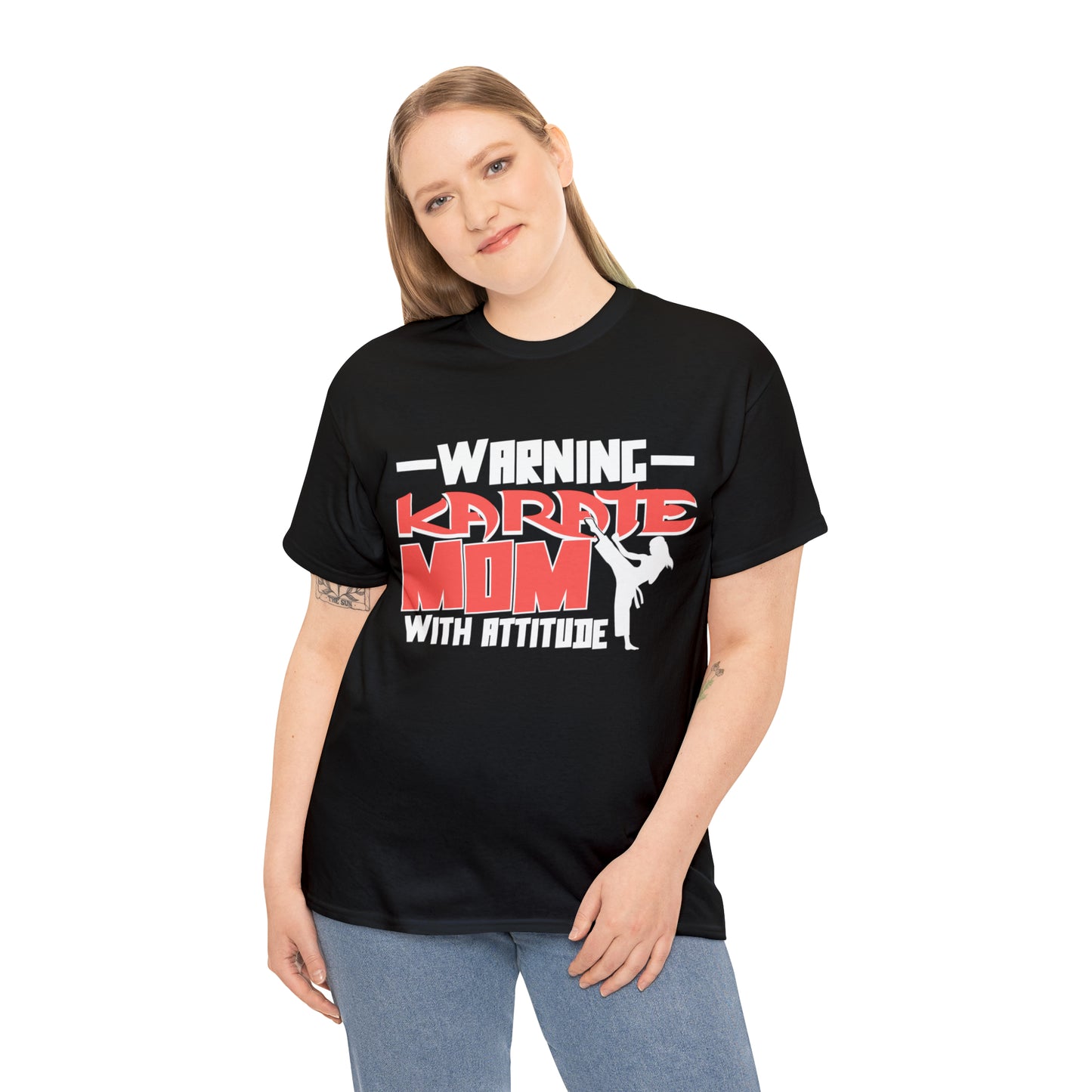 Warning Karate Mom With Attitude! Life Heavy Cotton Tee