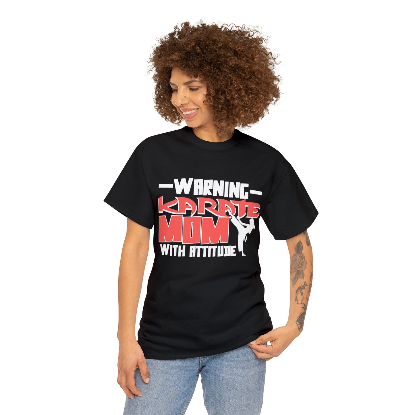 Warning Karate Mom With Attitude! Life Heavy Cotton Tee