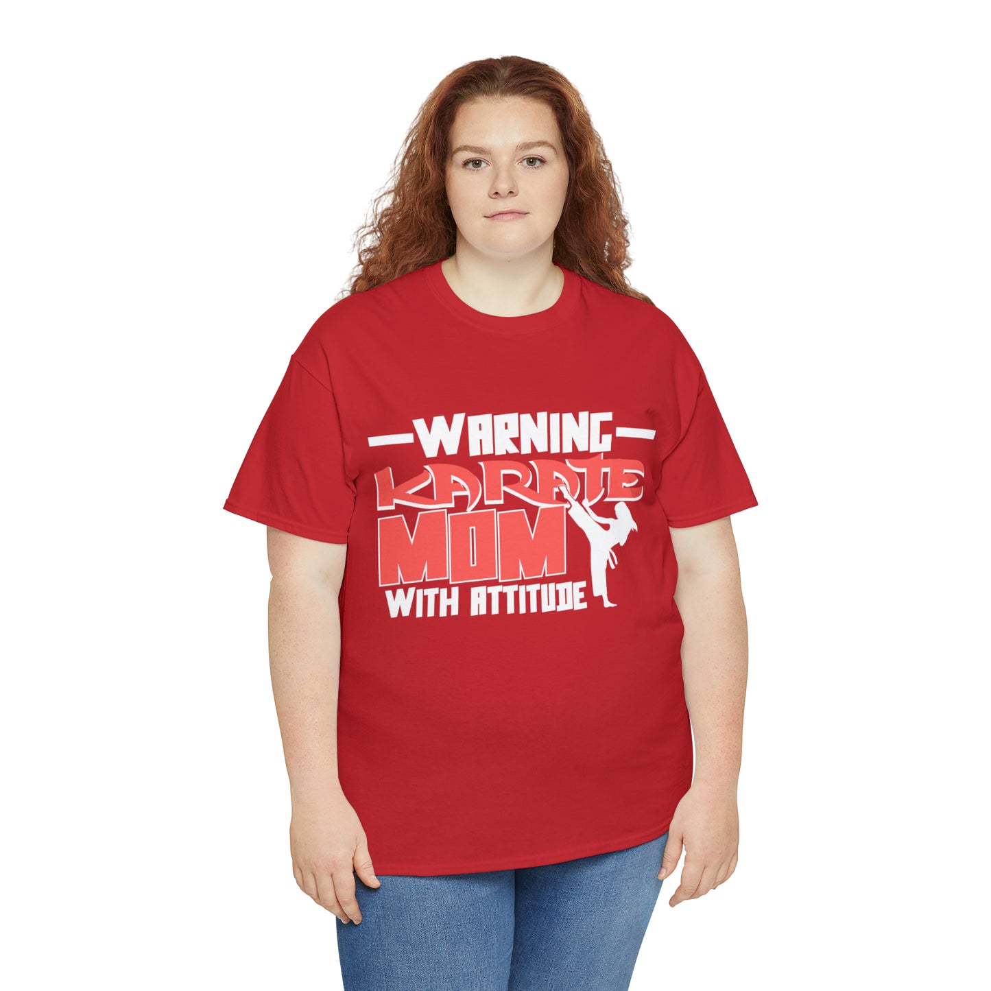 Warning Karate Mom With Attitude! Life Heavy Cotton Tee