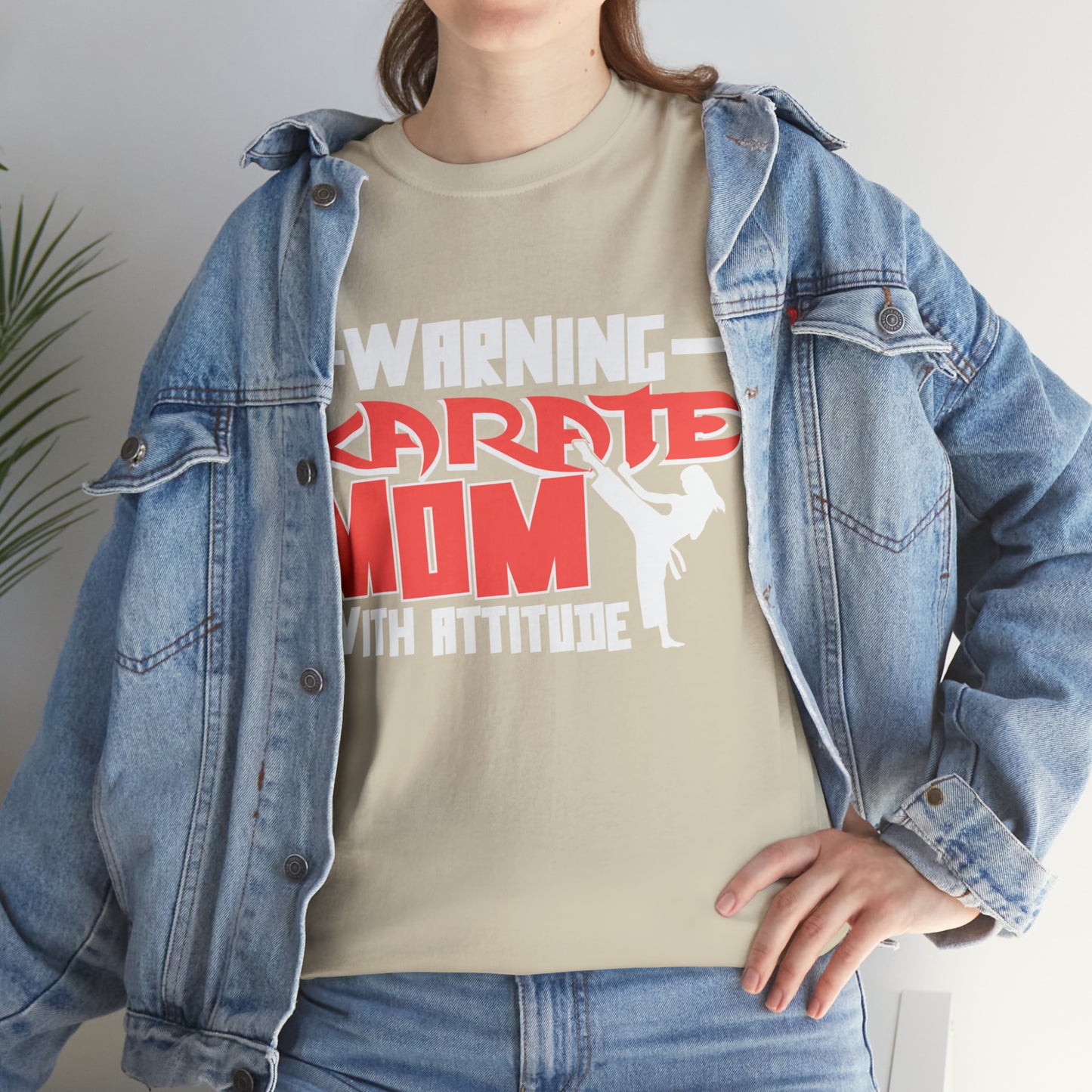 Warning Karate Mom With Attitude! Life Heavy Cotton Tee