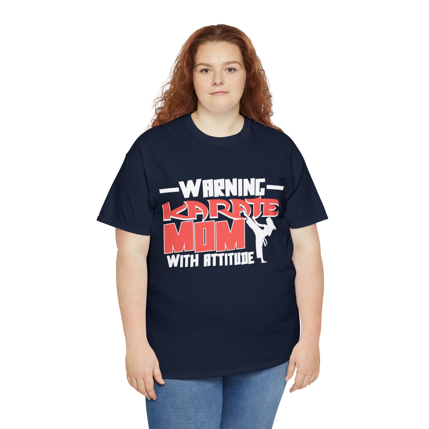 Warning Karate Mom With Attitude! Life Heavy Cotton Tee