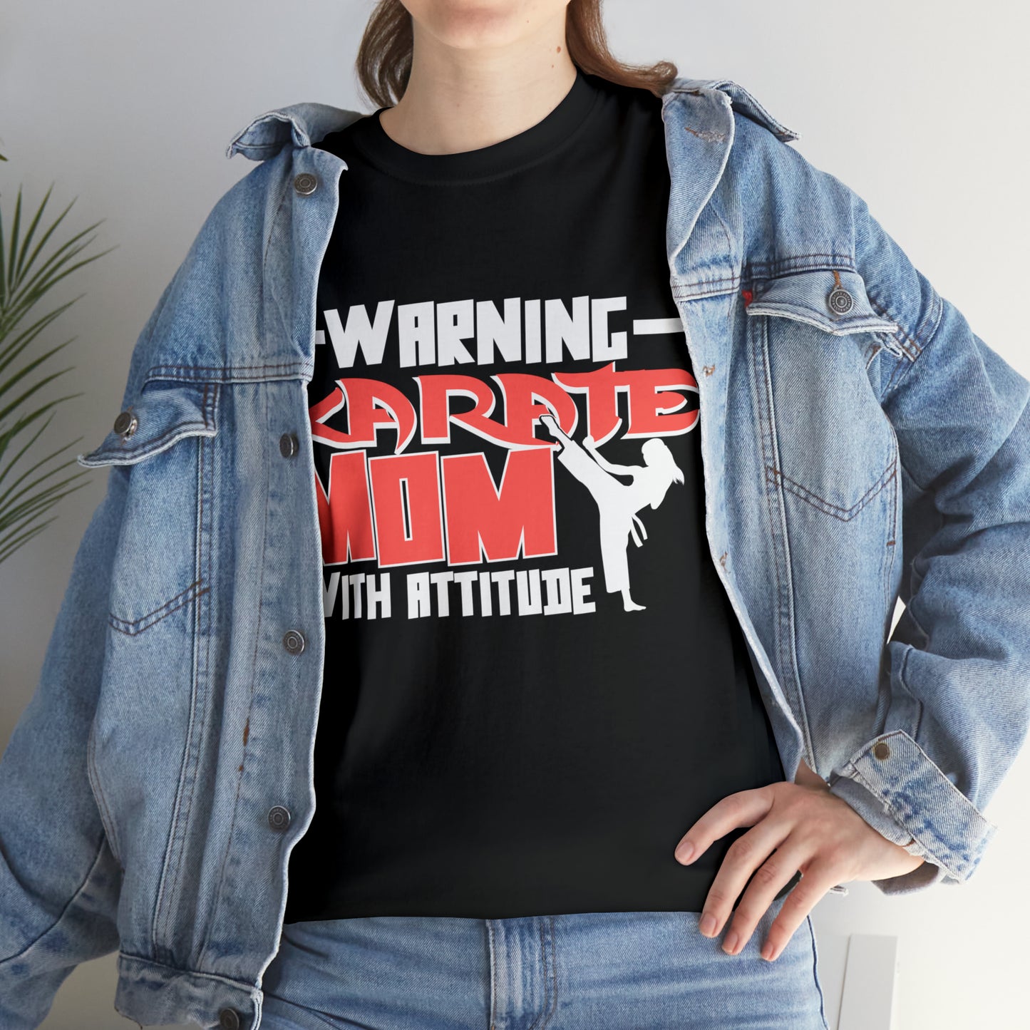Warning Karate Mom With Attitude! Life Heavy Cotton Tee