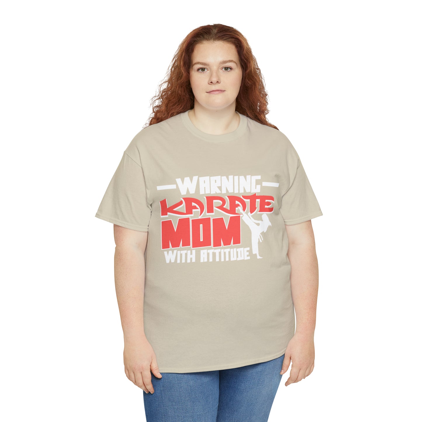 Warning Karate Mom With Attitude! Life Heavy Cotton Tee